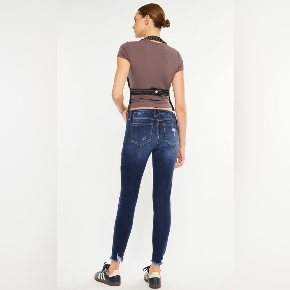 NWT KanCan MID RISE ANKLE SKINNY JEANS DARK WASH - Picture 5 of 7